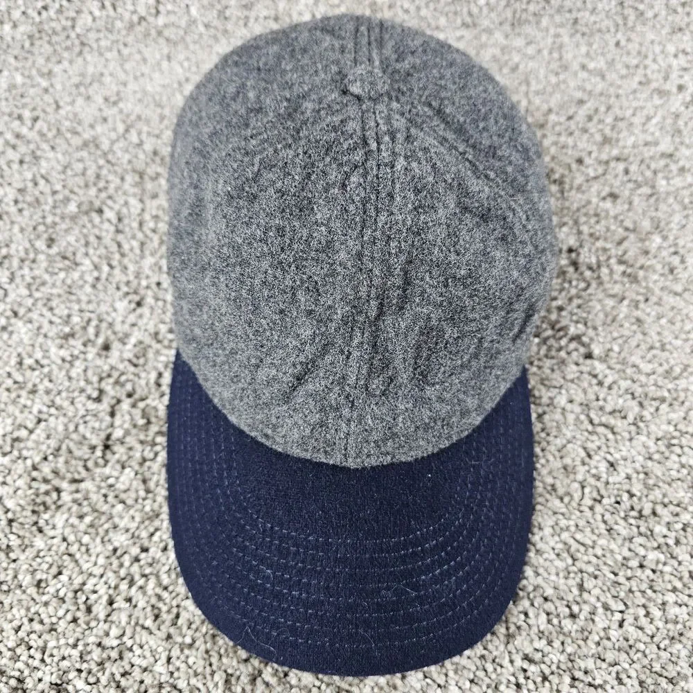 J Crew Hat Baseball Cap Gray Blue Wool Blend Strap Back Two Tone Adjustable OSFM